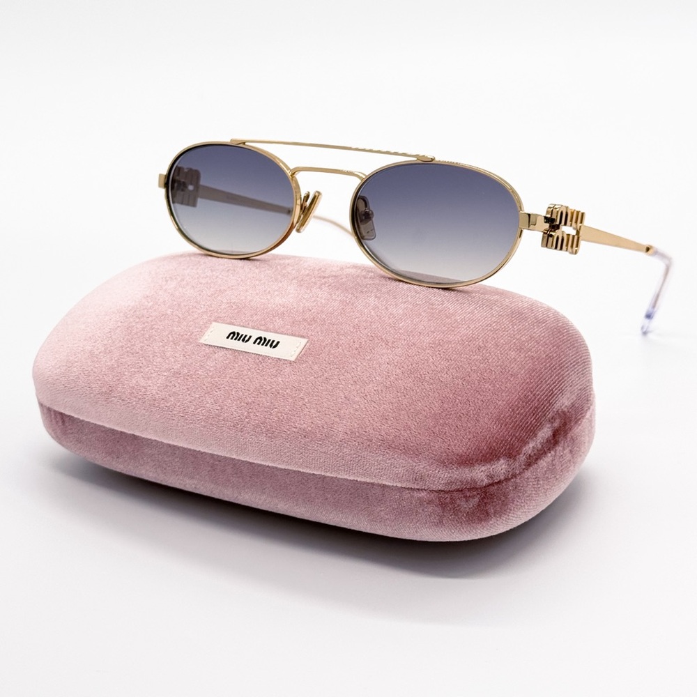 NEW MIU MIU MU54ZS 5AK30C WOMEN SUNGLASSES SMU 54Z GOLD OVAL MU 54ZS 5AK30C